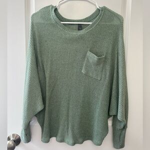 Alya Sage Ribbed Knit Top